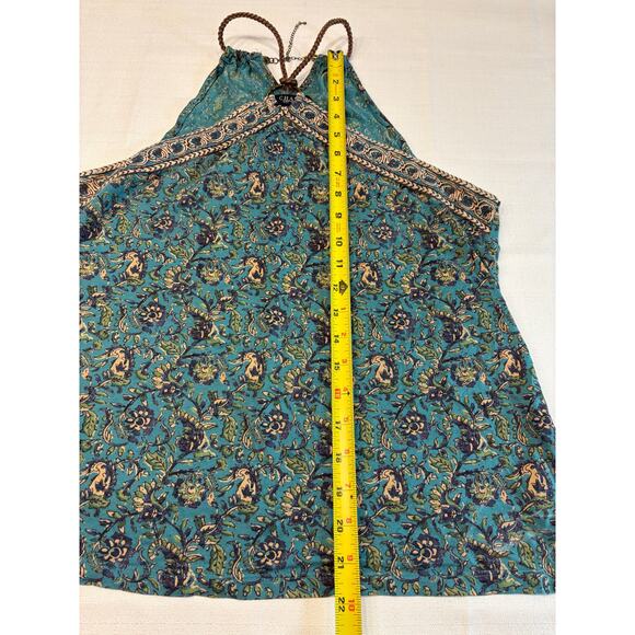 Chaps Halter Top Teal Paisley with Leather Rope Accent Size L - Picture 4 of 5